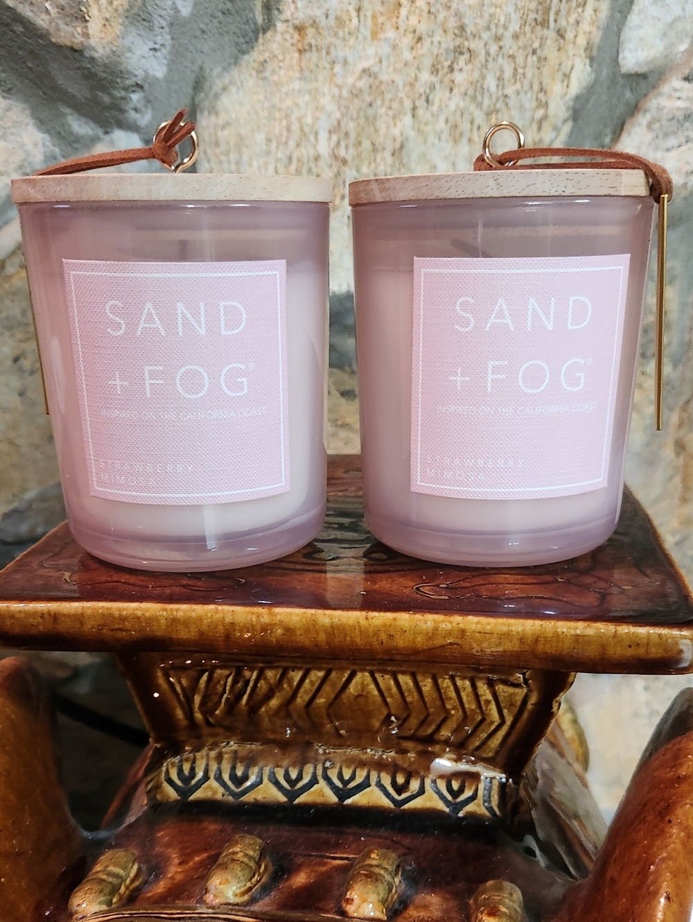 2 Sand + Fog Pink Scented Candles - Strawberry Mimosa Fragrance